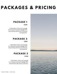 wedding video pricing template