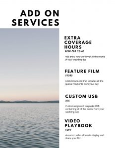 wedding videographer pricing template